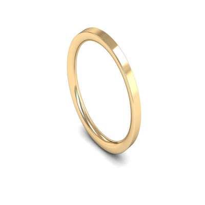 14ct Yellow Gold Flat Court Wedding Ring 2mm - Medium Weight