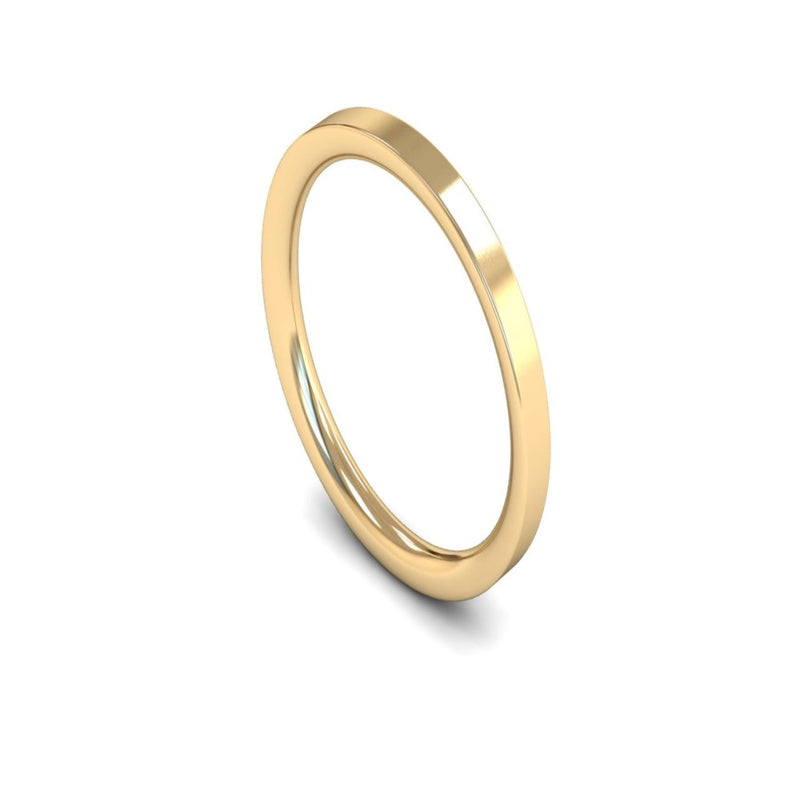 14ct Yellow Gold Flat Court Wedding Ring 2mm - Medium Weight