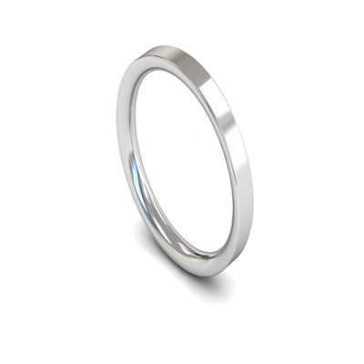 9ct White Gold Flat Court Wedding Ring 2.5mm - Medium Weight