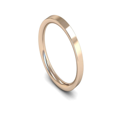 14ct Rose Gold Flat Court Wedding Ring 2.5mm - Medium Weight