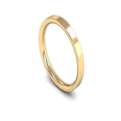 14ct Yellow Gold Flat Court Wedding Ring 2.5mm - Medium Weight