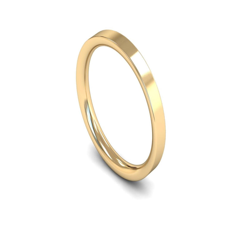 14ct Yellow Gold Flat Court Wedding Ring 2.5mm - Medium Weight