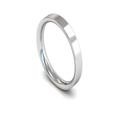 18ct White Gold Flat Court Wedding Ring 3mm - Medium Weight