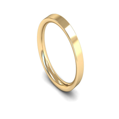 14ct Yellow Gold Flat Court Wedding Ring 3mm - Medium Weight