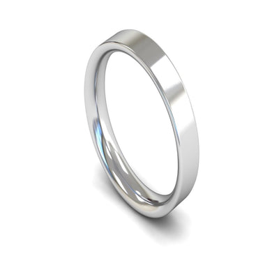 14ct White Gold Flat Court Wedding Ring 4mm - Medium Weight
