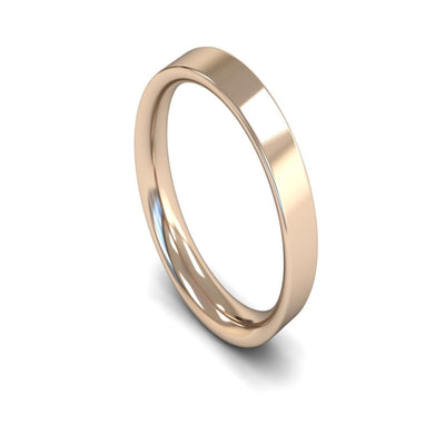 14ct Rose Gold Flat Court Wedding Ring 4mm - Medium Weight