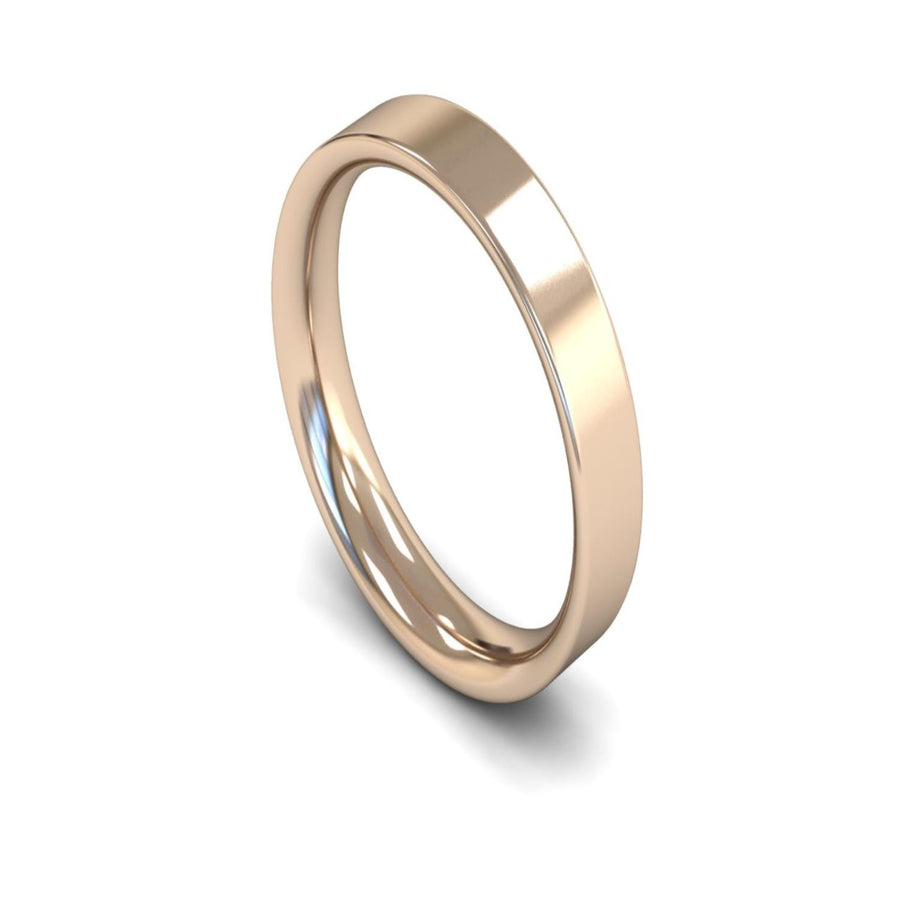 14ct Rose Gold Flat Court Wedding Ring 4mm - Medium Weight