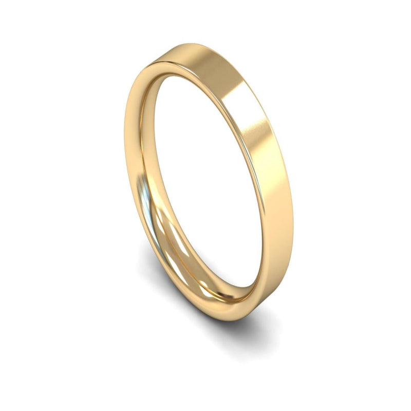 14ct Yellow Gold Flat Court Wedding Ring 4mm - Medium Weight