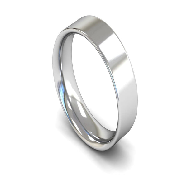 9ct White Gold Flat Court Wedding Ring 6mm - Medium Weight