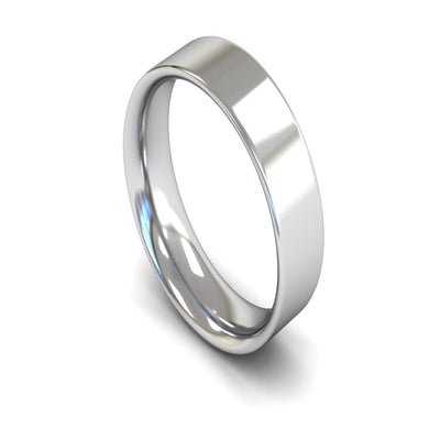 14ct White Gold Flat Court Wedding Ring 6mm - Medium Weight
