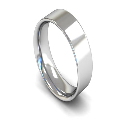 9ct White Gold Flat Court Wedding Ring 7mm - Medium Weight