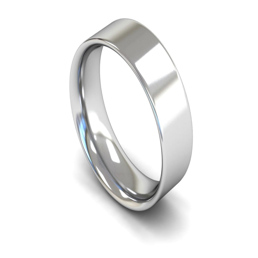 14ct White Gold Flat Court Wedding Ring 7mm - Medium Weight