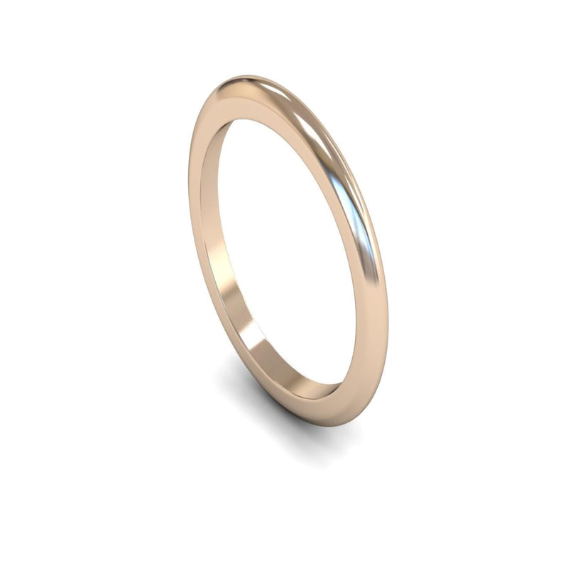 9ct Rose Gold D-shape Wedding Ring 2mm - Heavy Weight