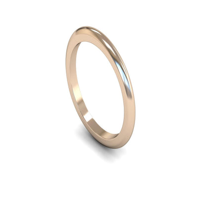 14ct Rose Gold D-shape Wedding Ring 2mm - Heavy Weight
