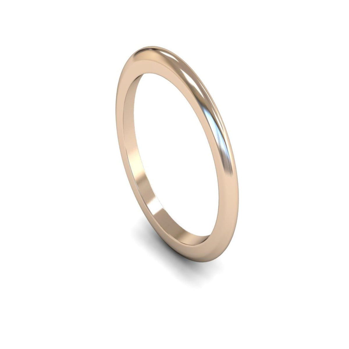 14ct Rose Gold D-shape Wedding Ring 1.5mm - Heavy Weight