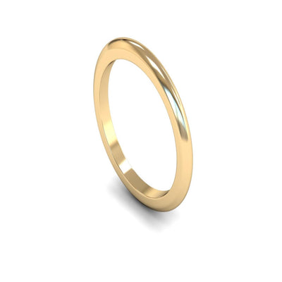 14ct Yellow Gold D-shape Wedding Ring 2mm - Heavy Weight