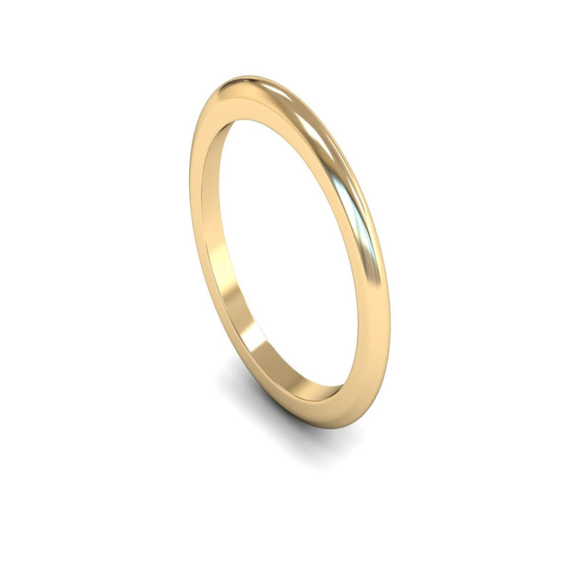 18ct Yellow Gold D-shape Wedding Ring 2mm - Heavy Weight