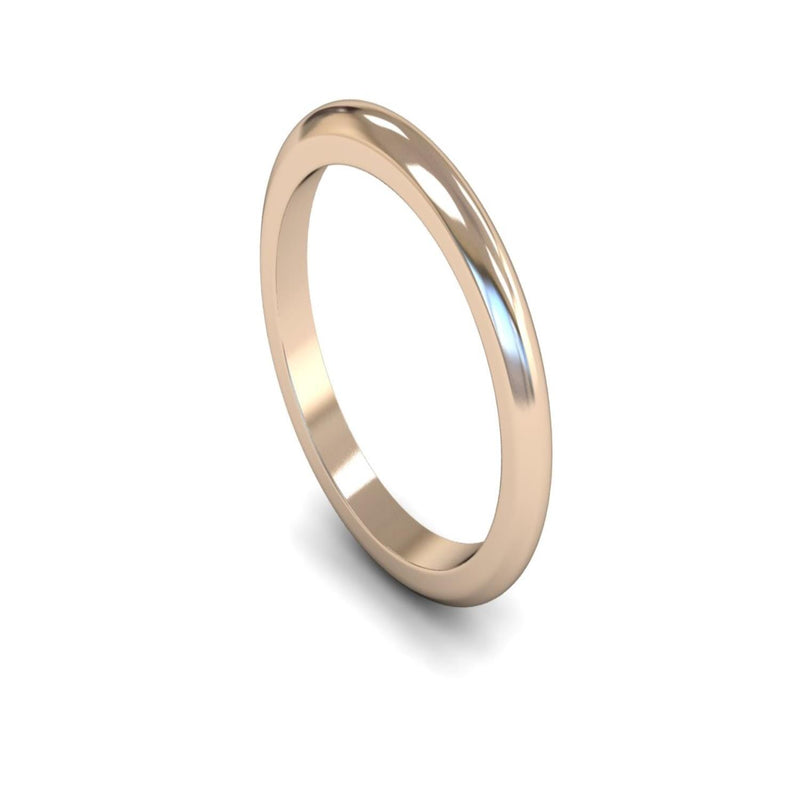 9ct Rose Gold D-shape Wedding Ring 2.5mm - Heavy Weight