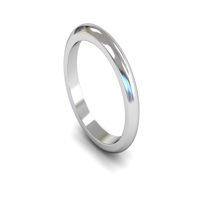 Platinum D-shape Wedding Ring 3mm - Heavy Weight