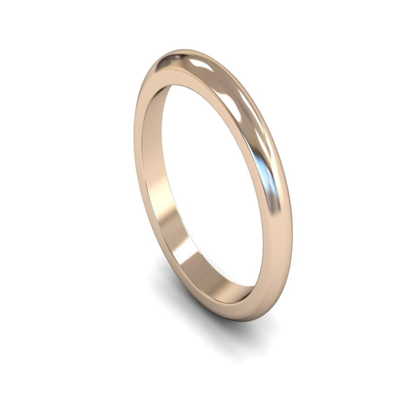 14ct Rose Gold D-shape Wedding Ring 3mm - Heavy Weight