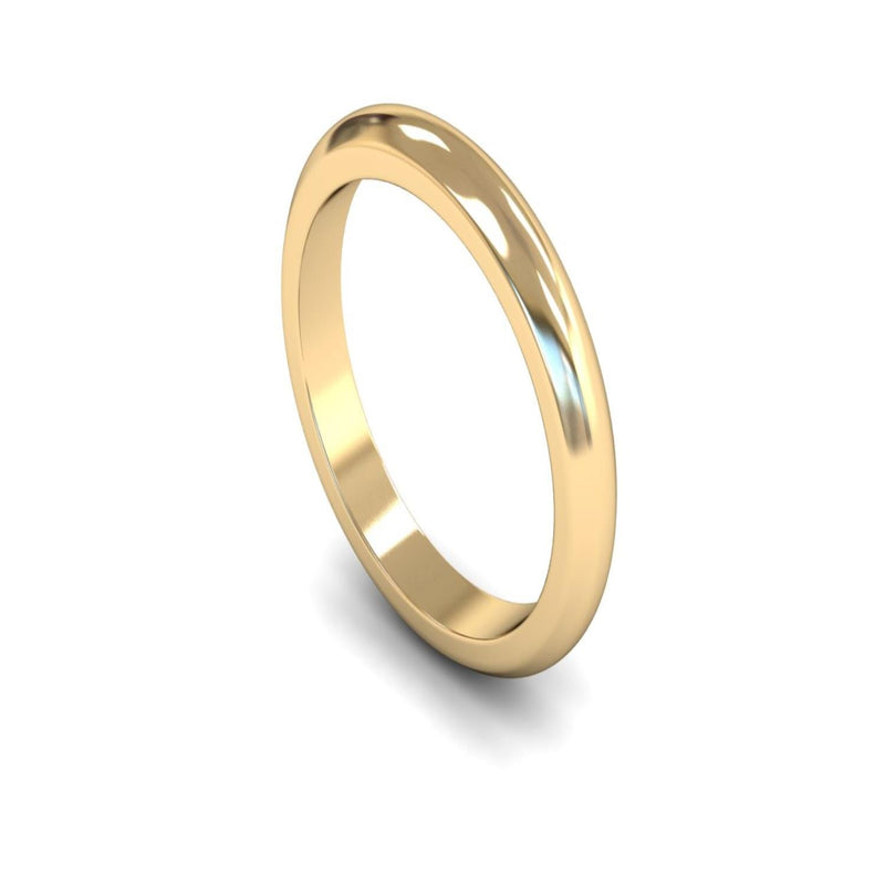 18ct Yellow Gold D-shape Wedding Ring 3mm - Heavy Weight