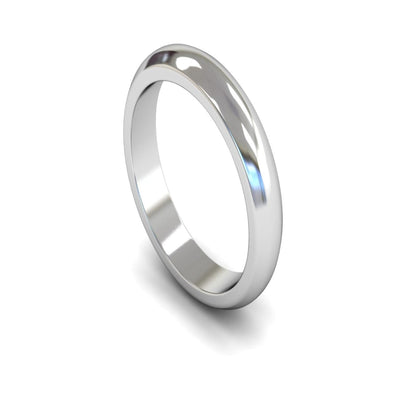 9ct White Gold D-shape Wedding Ring 4mm - Heavy Weight