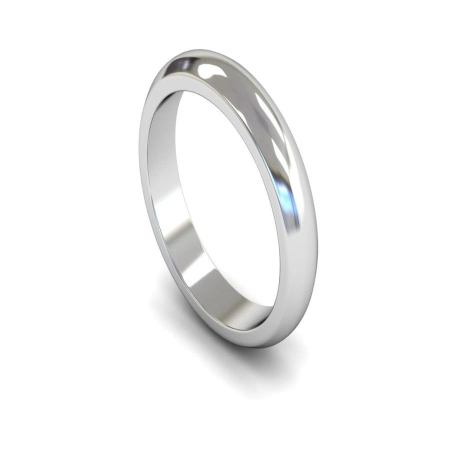 14ct White Gold D-shape Wedding Ring 4mm - Heavy Weight