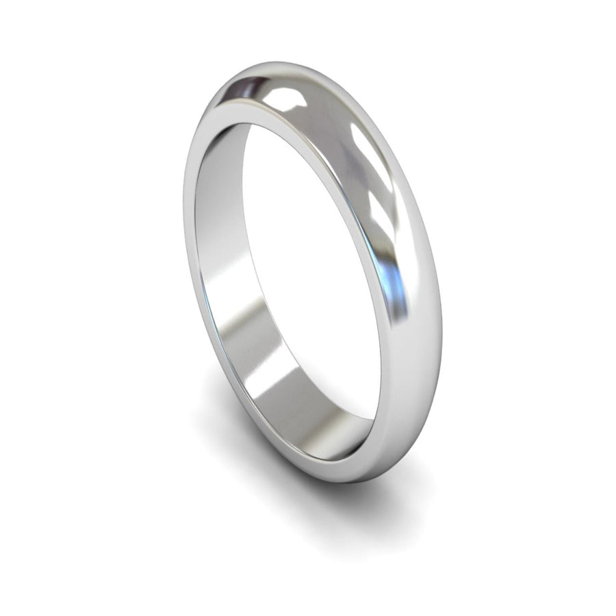 14ct White Gold D-shape Wedding Ring 5mm - Heavy Weight