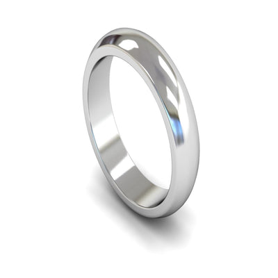 18ct White Gold D-shape Wedding Ring 5mm - Heavy Weight