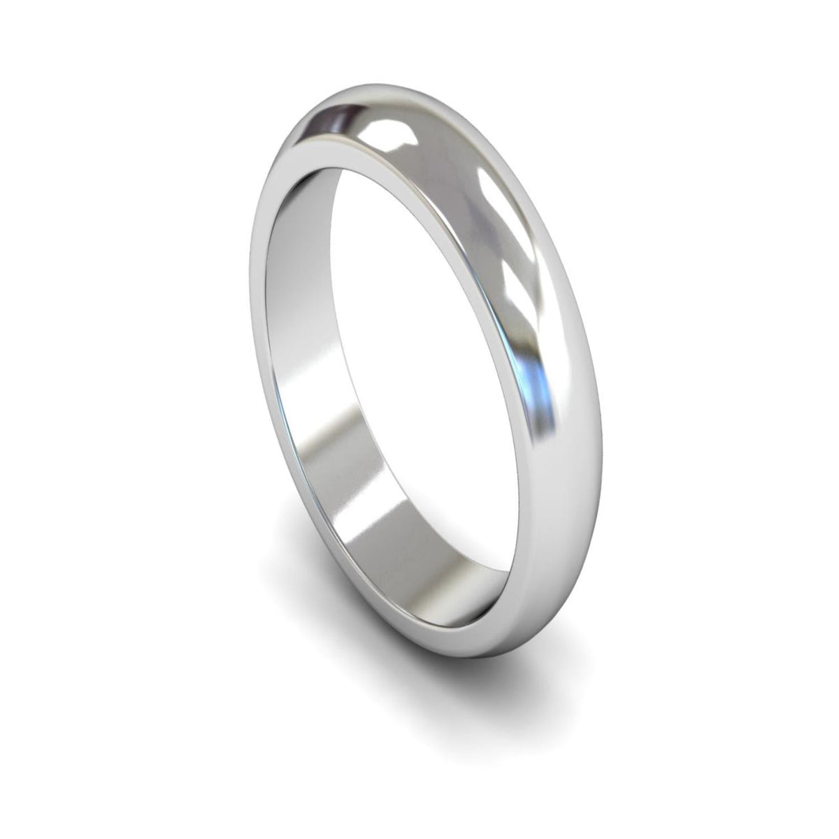 9ct White Gold D-shape Wedding Ring 5mm - Heavy Weight