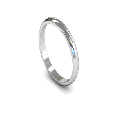 Platinum D-shape Wedding Ring 2.5mm - Light Weight