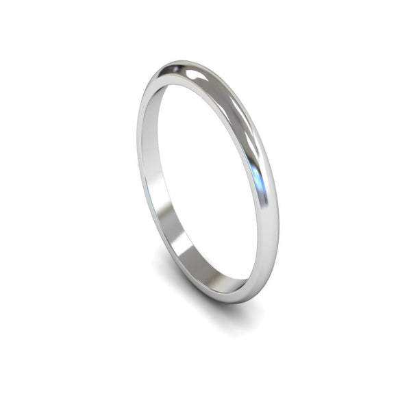 Platinum D-shape Wedding Ring 2.5mm - Light Weight