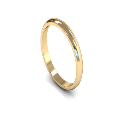 18ct Yellow Gold D-shape Wedding Ring 2.5mm - Light Weight
