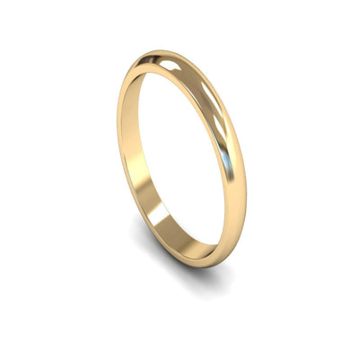 14ct Yellow Gold D-shape Wedding Ring 3mm - Light Weight