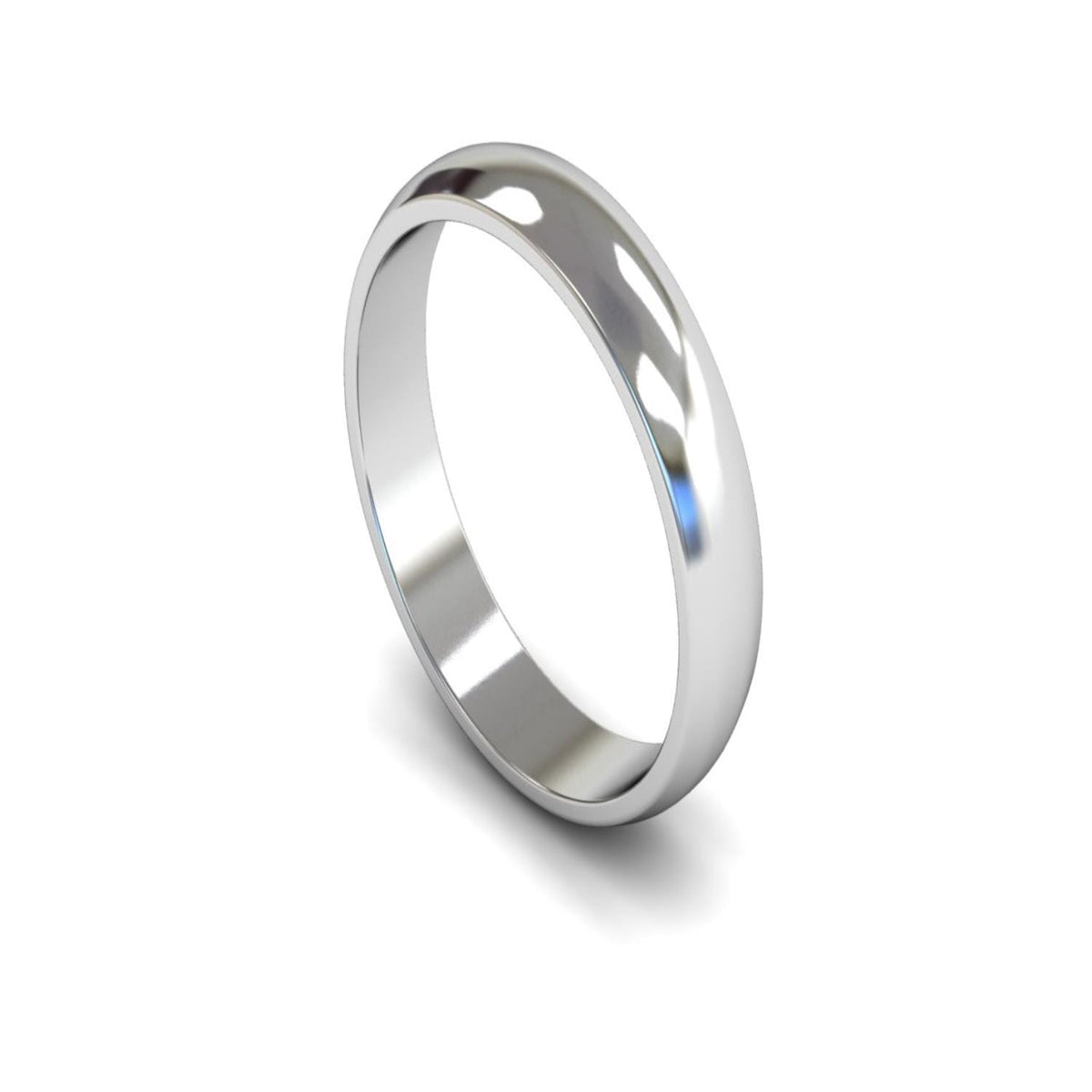 18ct White Gold D-shape Wedding Ring 4mm - Light Weight