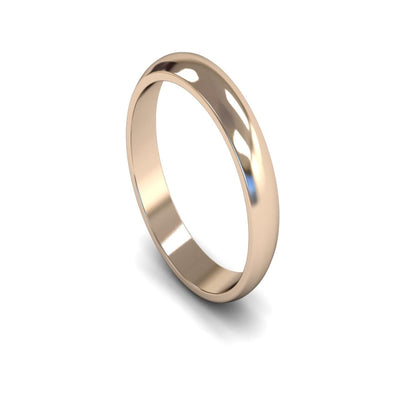 14ct Rose Gold D-shape Wedding Ring 4mm - Light Weight