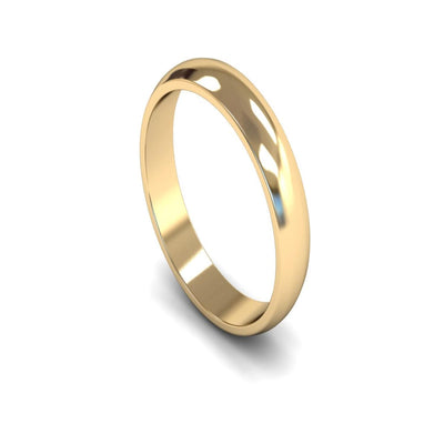 14ct Yellow Gold D-shape Wedding Ring 4mm - Light Weight