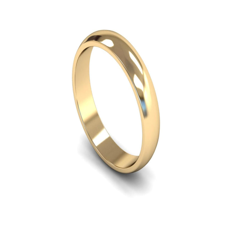 18ct Yellow Gold D-shape Wedding Ring 4mm - Light Weight