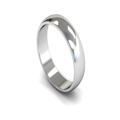 9ct White Gold D-shape Wedding Ring 5mm - Light Weight