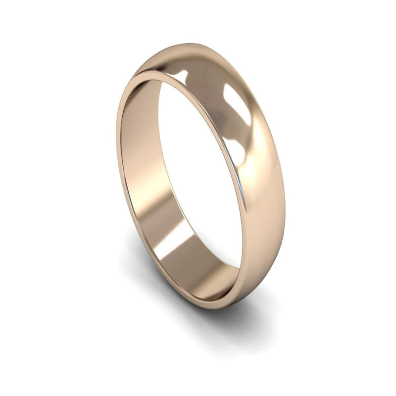 14ct Rose Gold D-shape Wedding Ring 6mm - Light Weight