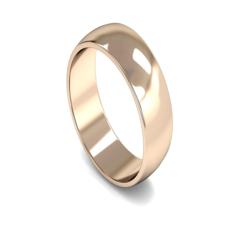 9ct Rose Gold D-shape Wedding Ring 7mm - Light Weight