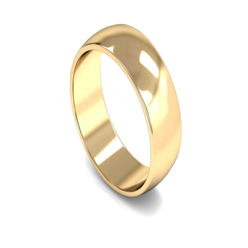14ct Yellow Gold D-shape Wedding Ring 7mm - Light Weight
