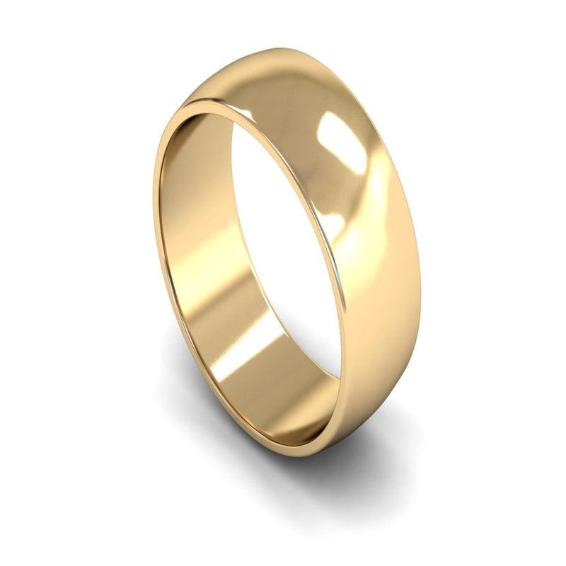 14ct Yellow Gold D-shape Wedding Ring 8mm - Light Weight