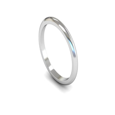 Platinum D-shape Wedding Ring 2mm - Medium Weight