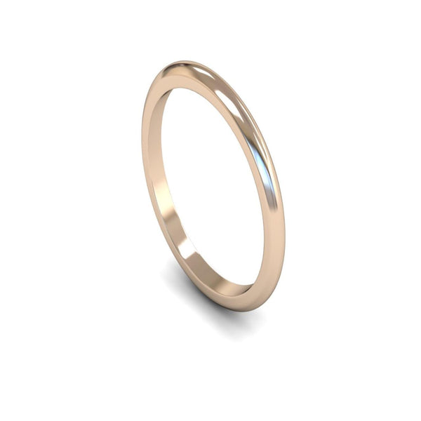 14ct Rose Gold D-shape Wedding Ring 2mm - Medium Weight