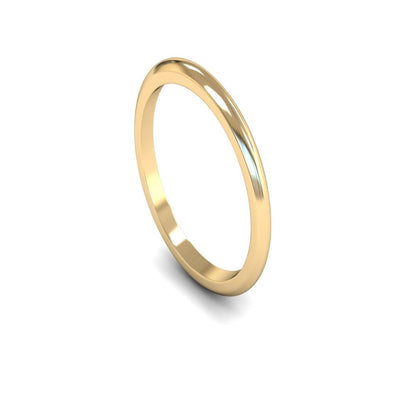 18ct Yellow Gold D-shape Wedding Ring 2mm - Medium Weight