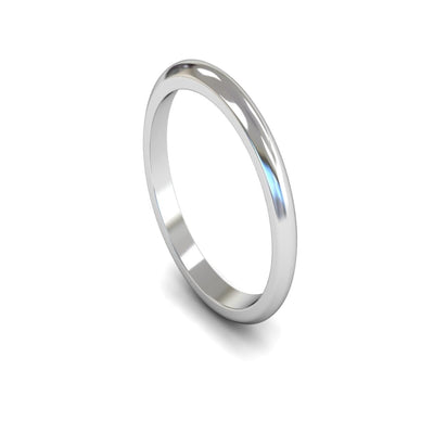 Platinum D-shape Wedding Ring 2.5mm - Medium Weight