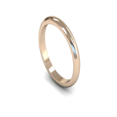 14ct Rose Gold D-shape Wedding Ring 2.5mm - Medium Weight