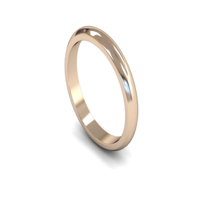 14ct Rose Gold D-shape Wedding Ring 3mm - Medium Weight