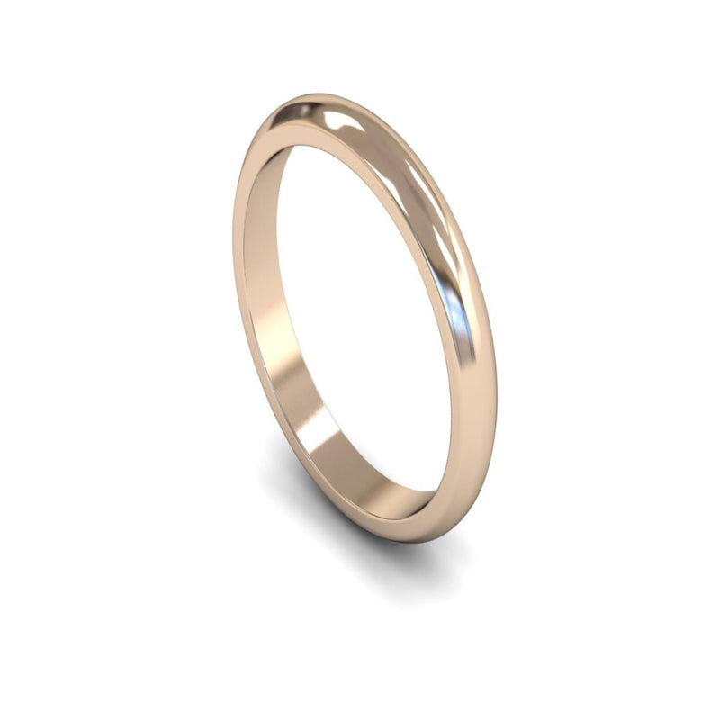 9ct Rose Gold D-shape Wedding Ring 3mm - Medium Weight